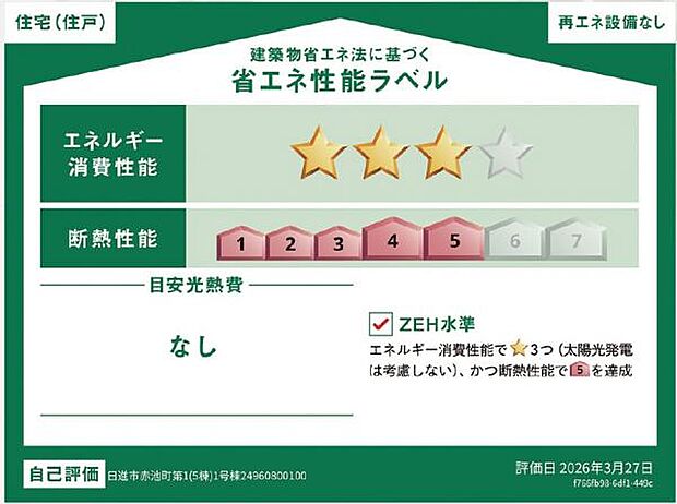 本ラベルは特定の住戸の性能を示すものであり、全ての住戸の性能を示すものではありません。