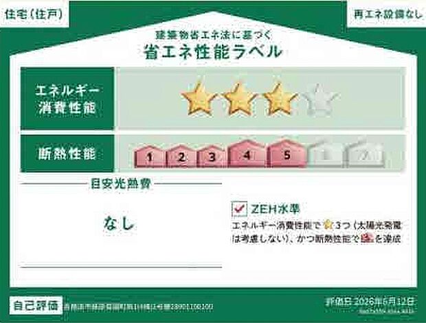 本ラベルは特定の住戸の性能を示すものであり、全ての住戸の性能を示すものではありません
