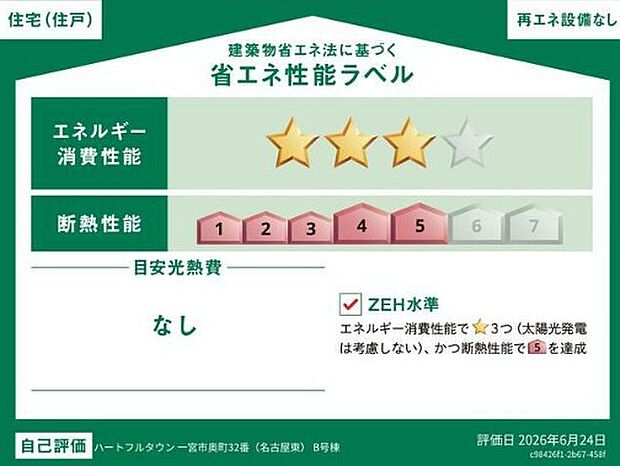 本ラベルは特定の住戸の性能を示すものであり、全ての住戸の性能を示すものではありません