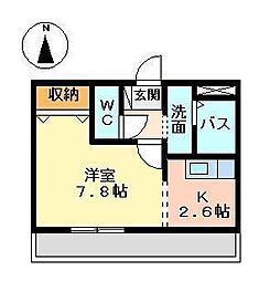 Aフラッツ 1Kの間取図画像