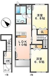 ラ・グリュ 2LDKの間取図画像