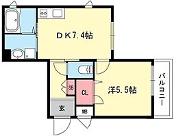 神戸市西神・山手線 新神戸駅 徒歩6分の賃貸マンション 3階1DKの間取り