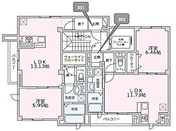 リーブス二葉YS 1LDKの間取図画像