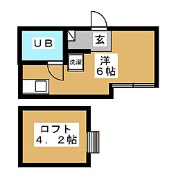 ハウス＆パーク品川源氏前 1階ワンルームの間取り