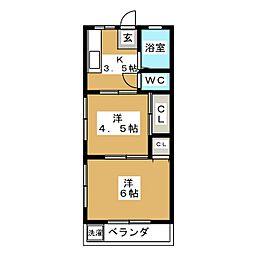 エクレールフジタ 3階2Kの間取り