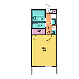 グレースパピヨン 2階1Kの間取り