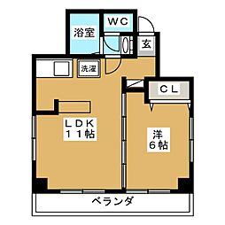 ヒルズ池田山 1階1LDKの間取り