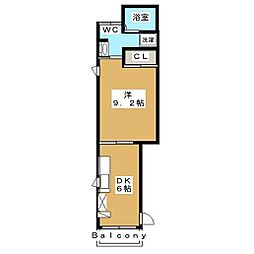 モアナハウス 1階1DKの間取り