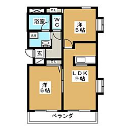 東急池上線 石川台駅 徒歩2分の賃貸マンション 2階2DKの間取り
