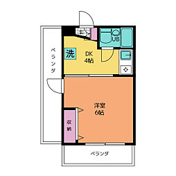 ウッドビレッジ旗の台 1DKの間取図画像