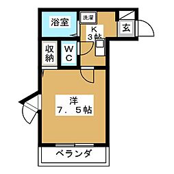 プレジオ馬込 1Kの間取図画像