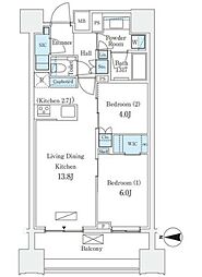 パークコート南麻布 2階2LDKの間取り