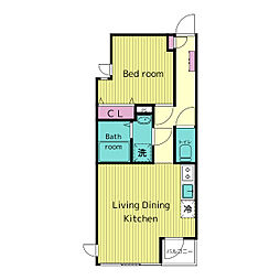 都営大江戸線 麻布十番駅 徒歩9分の賃貸マンション 4階1LDKの間取り