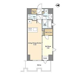 リバーレ麻布十番 6階1LDKの間取り