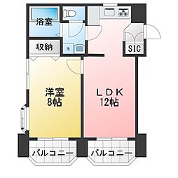 ソレアード六本木 7階1LDKの間取り