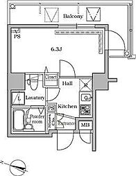 レジディア広尾2 1Kの間取図画像