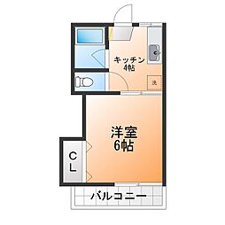 ロートハイム 1Kの間取図画像