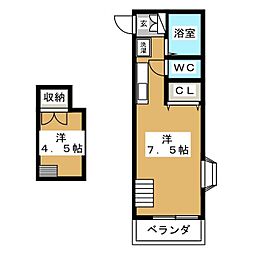 JR京浜東北・根岸線 大森駅 徒歩9分の賃貸アパート 2階ワンルームの間取り