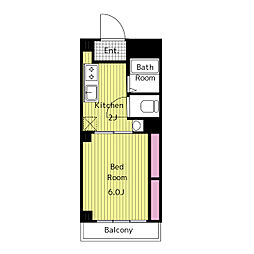 JR横須賀線 西大井駅 徒歩2分の賃貸マンション 2階ワンルームの間取り