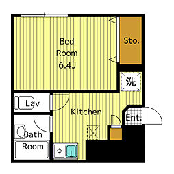 大井モモ・スクラムホームズ 1階1Kの間取り