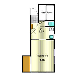 安曇野荘 2階1Kの間取り