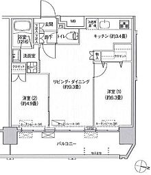 コスモグランス南品川 2LDKの間取図画像