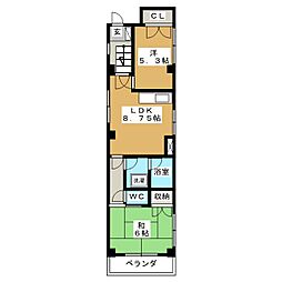 北村ビル 2LDKの間取図画像