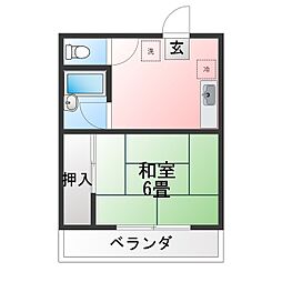 コーポ峰 1Kの間取図画像