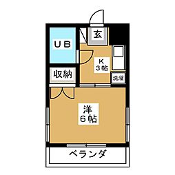 杉田ハイツ 1Kの間取図画像