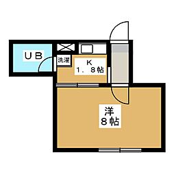 東急目黒線 武蔵小山駅 徒歩5分の賃貸マンション 1階1Kの間取り