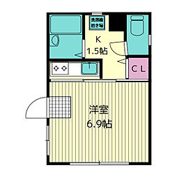 東急目黒線 武蔵小山駅 徒歩9分の賃貸アパート 1階1Kの間取り