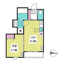 かむろ坂レジデンス 1階1LDKの間取り
