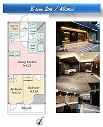 東京メトロ日比谷線 中目黒駅 徒歩13分の賃貸マンション 12階2DKの間取り