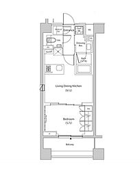 JR山手線 目黒駅 徒歩5分の賃貸マンション 5階1LDKの間取り