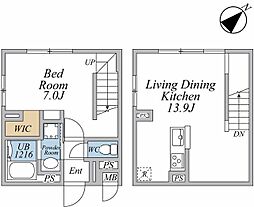 東急目黒線 武蔵小山駅 徒歩5分の賃貸マンション 4階1LDKの間取り