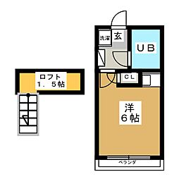 東急目黒線 不動前駅 徒歩7分の賃貸アパート 1階1Kの間取り