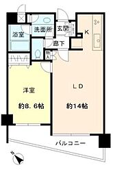 JR山手線 目黒駅 徒歩6分の賃貸マンション 6階1LDKの間取り