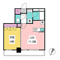 ジオエント白金台 2階1LDKの間取り
