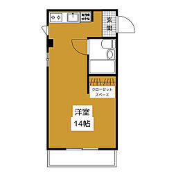 N　メゾンイースト 1階ワンルームの間取り