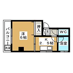岡本マンション 1Kの間取図画像