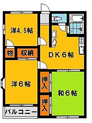 コーポエイチアイA棟 3DKの間取図画像