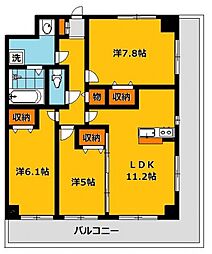 プラナス桜 6階3LDKの間取り