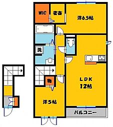 コーポ田村No15 2階2LDKの間取り