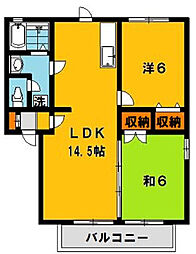 モンテベールE 2LDKの間取図画像