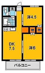 コーポサンシャイン1 2DKの間取図画像