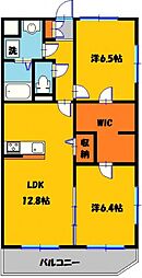 フィオーレ西川田 2LDKの間取図画像