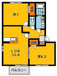 Ｄ`フレアタウン長宮III 2階