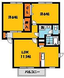 モンテベールA 2LDKの間取図画像