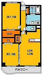 ヴィラクレセントB 2LDKの間取図画像