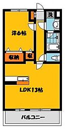 ルーナシティ 1LDKの間取図画像